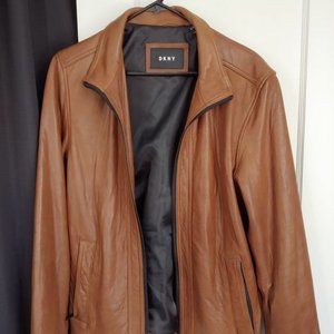 DKNY Brown Genuine Leather Jacket